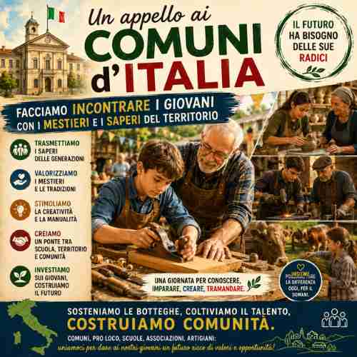 Un appello ai Comuni d'Italia Un appello ai Comuni d'Italia: facciamo incontrare i giovani con i mestieri e i saperi del territorio.