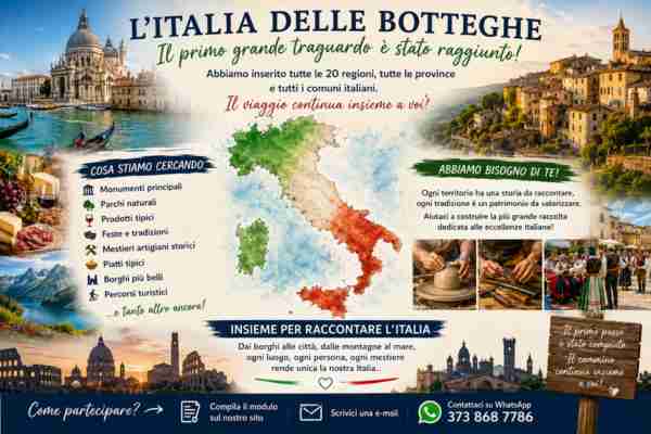 L'Italia delle Botteghe – Un viaggio che oggi diventa realtà. Il primo grande passo della Gazzetta delle Botteghe.